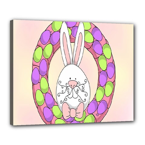 Make An Easter Egg Wreath Rabbit Face Cute Pink White Canvas 20  X 16  by Mariart