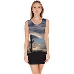 Cactus Sunset Sleeveless Bodycon Dress by JellyMooseBear