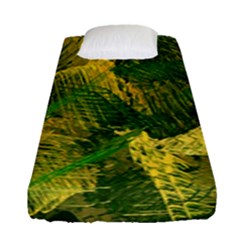 Green And Gold Abstract Fitted Sheet (single Size) by linceazul