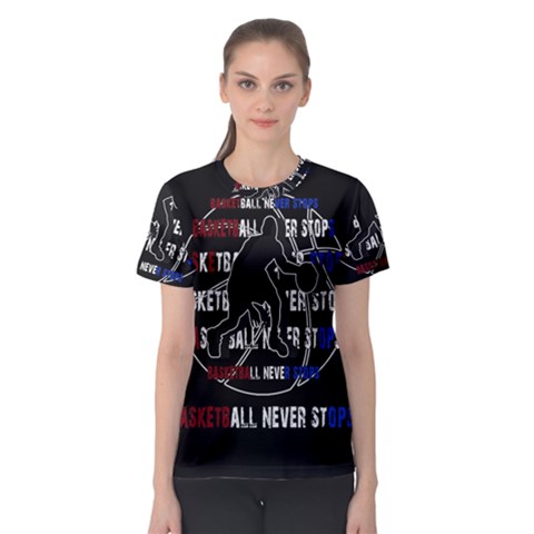 Basketball Never Stops Women s Sport Mesh Tee by Valentinaart