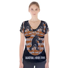 Basketball Never Stops Short Sleeve Front Detail Top by Valentinaart