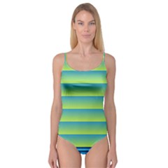 Line Horizontal Green Blue Yellow Light Wave Chevron Camisole Leotard  by Mariart