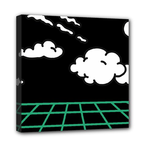 Illustration Cloud Line White Green Black Spot Polka Mini Canvas 8  X 8  by Mariart