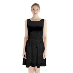 Floral Pattern Sleeveless Waist Tie Chiffon Dress by ValentinaDesign