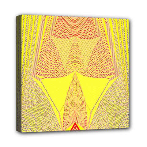 Wave Chevron Plaid Circle Polka Line Light Yellow Red Blue Triangle Mini Canvas 8  X 8  by Mariart