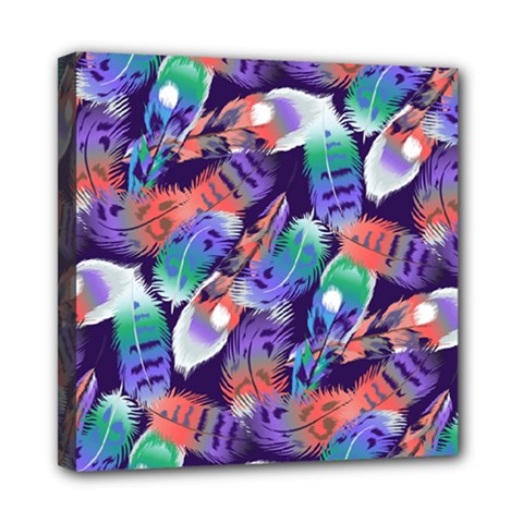 Bird Feathers Color Rainbow Animals Fly Mini Canvas 8  X 8  by Mariart