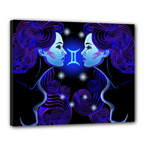 Sign Gemini Zodiac Canvas 20  X 16  by Mariart