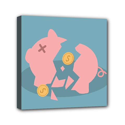 Coins Pink Coins Piggy Bank Dollars Money Tubes Mini Canvas 6  X 6  by Mariart