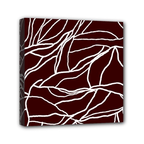 River System Line Brown White Wave Chevron Mini Canvas 6  X 6  by Mariart