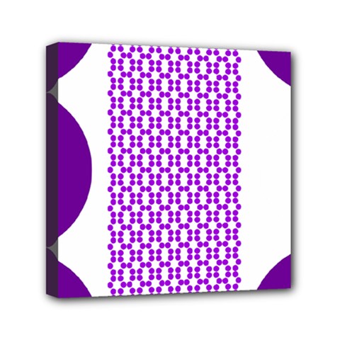 River Hyacinth Polka Circle Round Purple White Mini Canvas 6  X 6  by Mariart