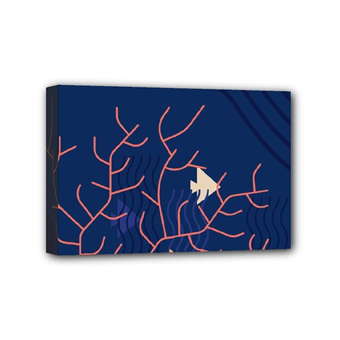 Sea Ocean Beach Swim Fish Wave Waves Chevron Blue Water Mini Canvas 6  X 4  by Mariart