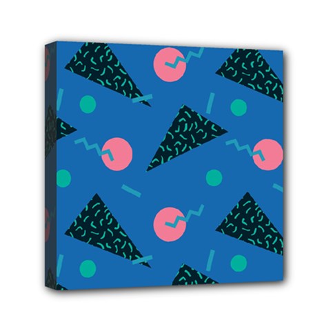 Seamless Triangle Circle Blue Waves Pink Mini Canvas 6  X 6  by Mariart