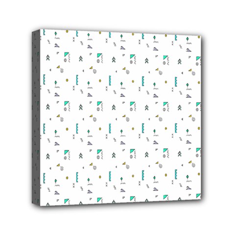 White Triangle Wave Waves Chevron Polka Circle Mini Canvas 6  X 6  by Mariart