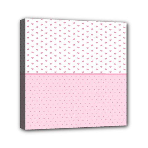 Love Polka Dot White Pink Line Mini Canvas 6  X 6  by Mariart