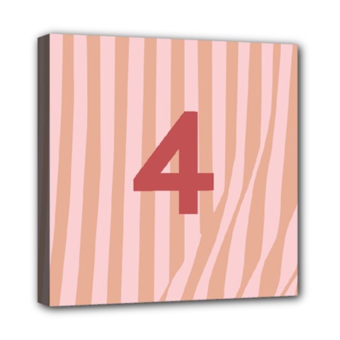 Number 4 Line Vertical Red Pink Wave Chevron Mini Canvas 8  X 8  by Mariart
