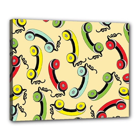 Telephone Cable Green Nyellow Red Blue Canvas 20  X 16  by Mariart