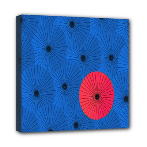 Pink Umbrella Red Blue Mini Canvas 8  X 8  by Mariart