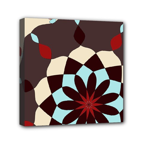 Red And Black Flower Pattern Mini Canvas 6  X 6  by digitaldivadesigns