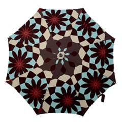 Red And Black Flower Pattern Hook Handle Umbrellas (small) by digitaldivadesigns