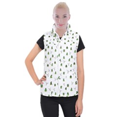 Cactus Pattern Women s Button Up Puffer Vest by Valentinaart