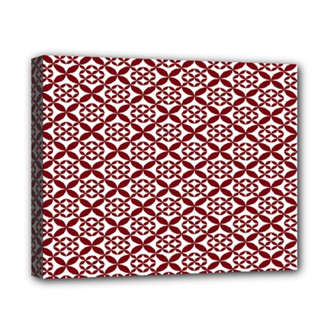 Pattern Kawung Star Line Plaid Flower Floral Red Canvas 10  X 8  by Mariart
