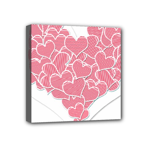 Heart Stripes Symbol Striped Mini Canvas 4  X 4  by Nexatart