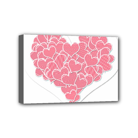 Heart Stripes Symbol Striped Mini Canvas 6  X 4  by Nexatart
