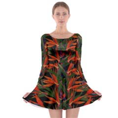 Bird Of Paradise Long Sleeve Skater Dress by Valentinaart