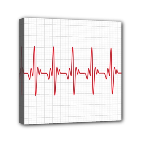 Cardiogram Vary Heart Rate Perform Line Red Plaid Wave Waves Chevron Mini Canvas 6  X 6  by Mariart