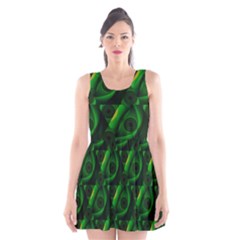 Green Eye Line Triangle Poljka Scoop Neck Skater Dress by Mariart
