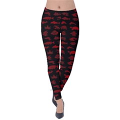 Fish Pattern Velvet Leggings by ValentinaDesign