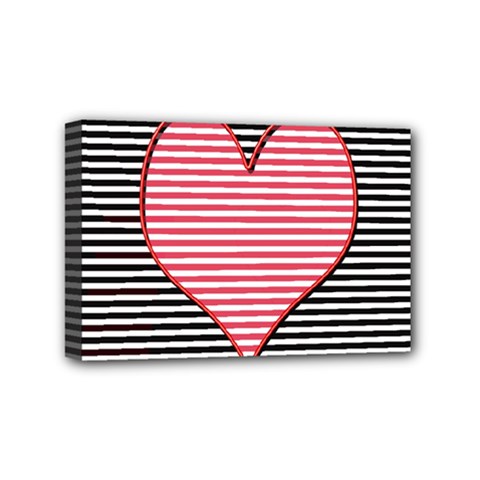 Heart Stripes Symbol Striped Mini Canvas 6  X 4  by Nexatart