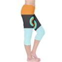 Orange, Aqua, Black Spots and Stripes Capri Leggings  View4