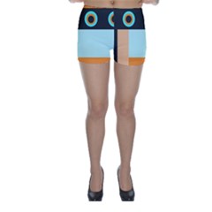 Orange, Aqua, Black Spots And Stripes Skinny Shorts by digitaldivadesigns