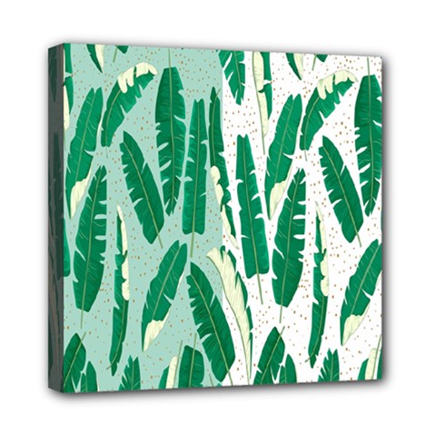 Banana Leaf Green Polka Dots Mini Canvas 8  X 8  by Mariart