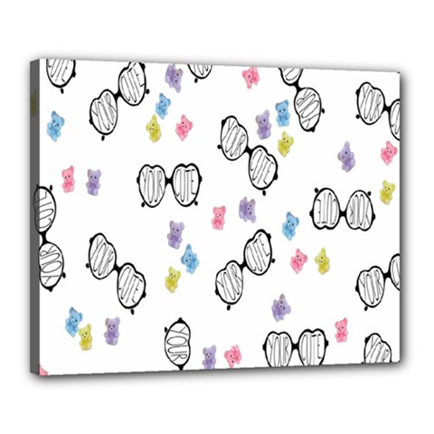 Glasses Bear Cute Doll Animals Canvas 20  X 16  by Mariart