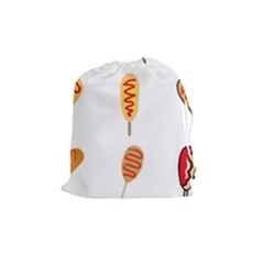 Hot Dog Buns Sate Sauce Bread Drawstring Pouches (medium)  by Mariart