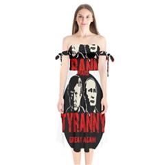 Make Tyranny Great Again Shoulder Tie Bardot Midi Dress by Valentinaart