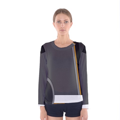 Flag Grey Orange Circle Polka Hole Space Women s Long Sleeve Tee by Mariart