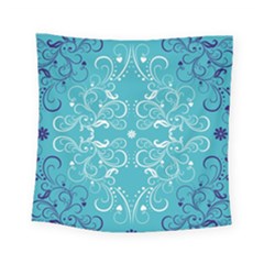 Repeatable Flower Leaf Blue Square Tapestry (small) by Mariart