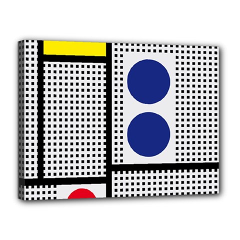 Watermark Circle Polka Dots Black Red Yellow Plaid Canvas 16  X 12  by Mariart