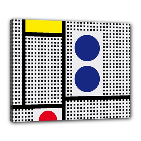 Watermark Circle Polka Dots Black Red Yellow Plaid Canvas 20  X 16  by Mariart