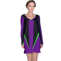 Rays Light Chevron Purple Green Black Line Long Sleeve Nightdress by Mariart