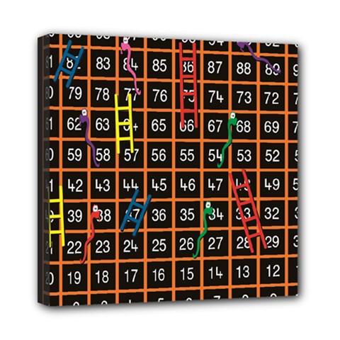 Snakes Ladders Game Plaid Number Mini Canvas 8  X 8  by Mariart