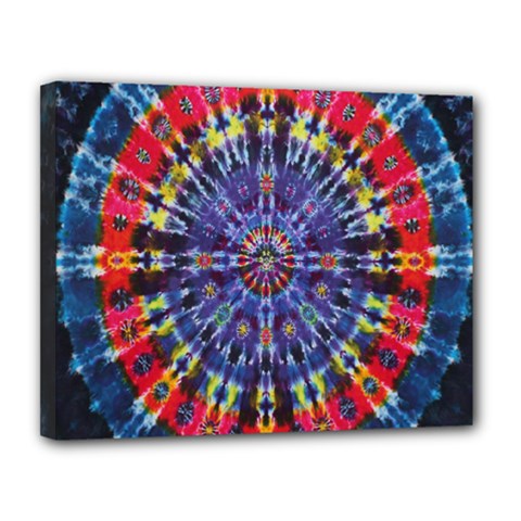 Circle Purple Green Tie Dye Kaleidoscope Opaque Color Canvas 14  X 11  by Mariart