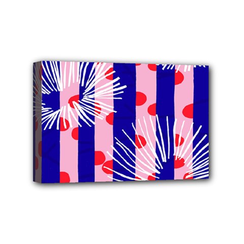 Line Vertical Polka Dots Circle Flower Blue Pink White Mini Canvas 6  X 4  by Mariart