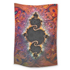 The Eye Of Julia, A Rainbow Fractal Paint Swirl Large Tapestry by jayaprime