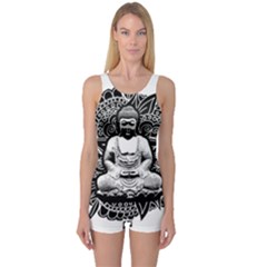 Ornate Buddha One Piece Boyleg Swimsuit by Valentinaart