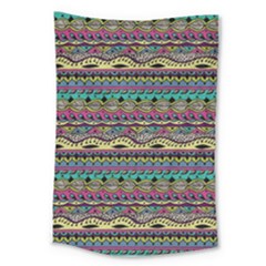 Aztec Pattern Cool Colors Large Tapestry by BangZart