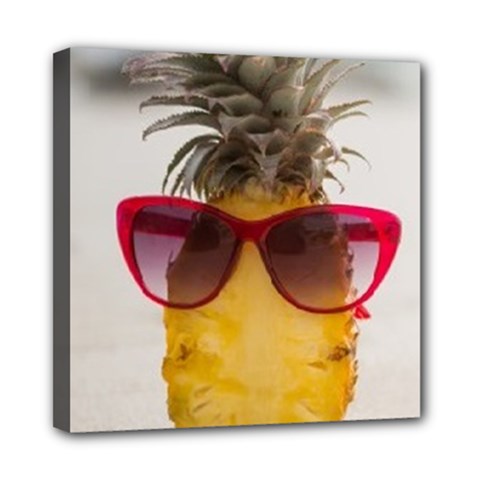 Pineapple With Sunglasses Mini Canvas 8  X 8  by LimeGreenFlamingo